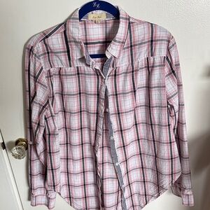 Love Notes Pink, White and Navy Plaid Button-Up Shirt